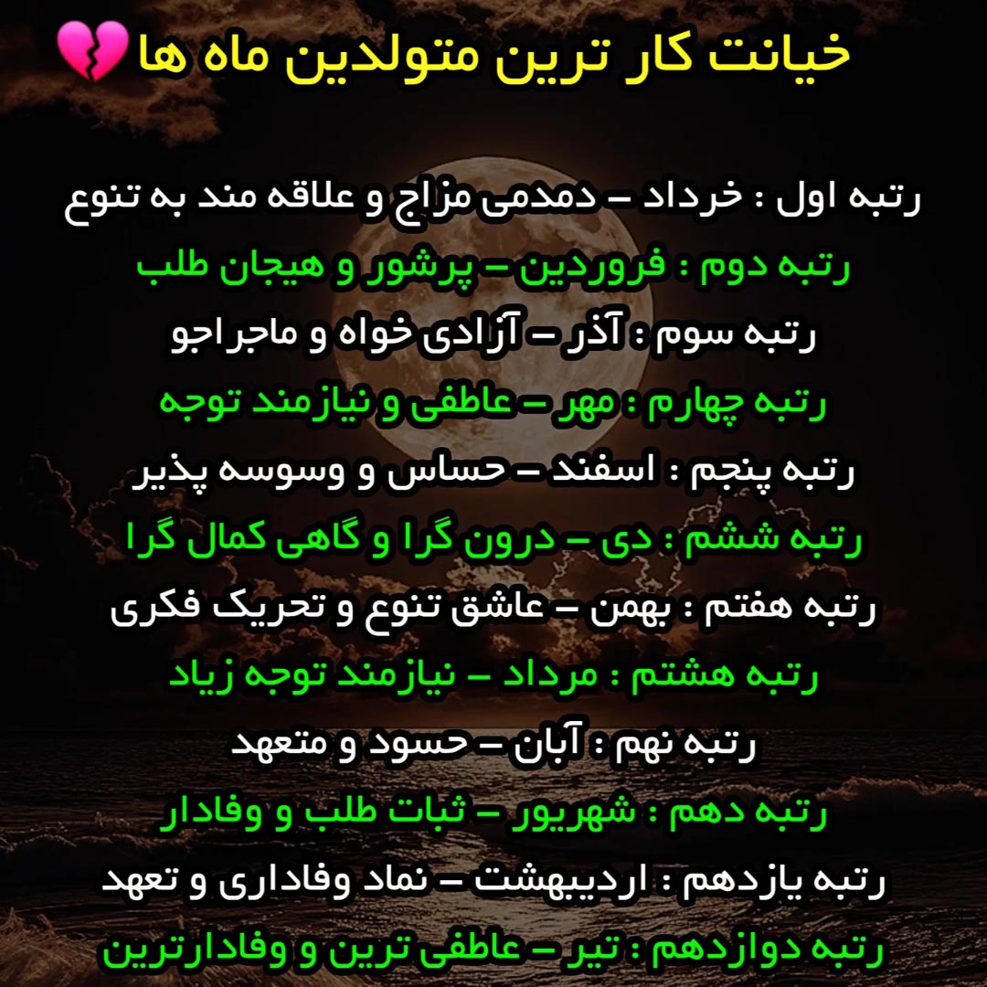 خیانت کار ترین متولدین ماه ها