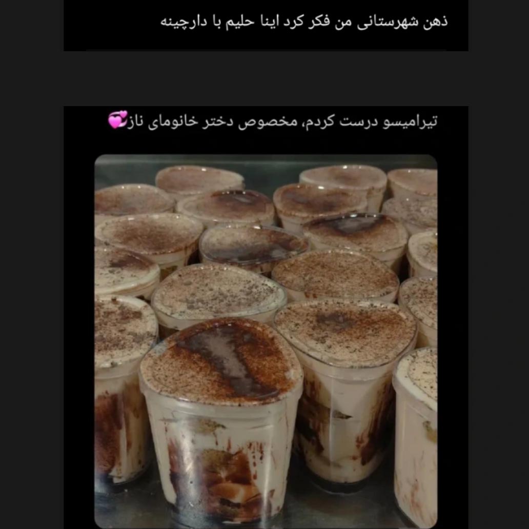 ذهن شهرستانی من فکر کرد اینا حلیم با دارچینه ولی تیرامیسو بود