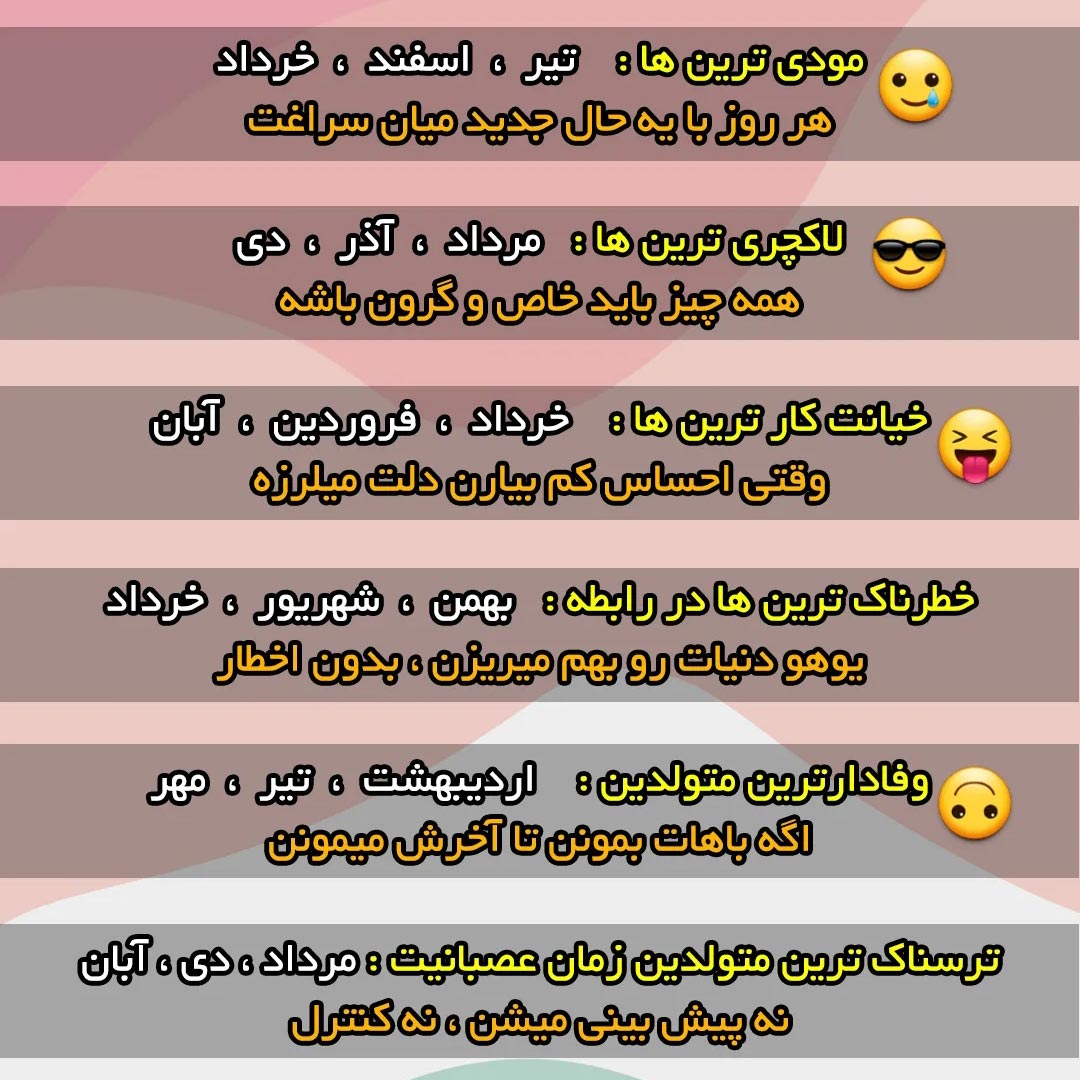 مودی ترین لاکچری ترین خیانت کار ترین متولدین هر ماه